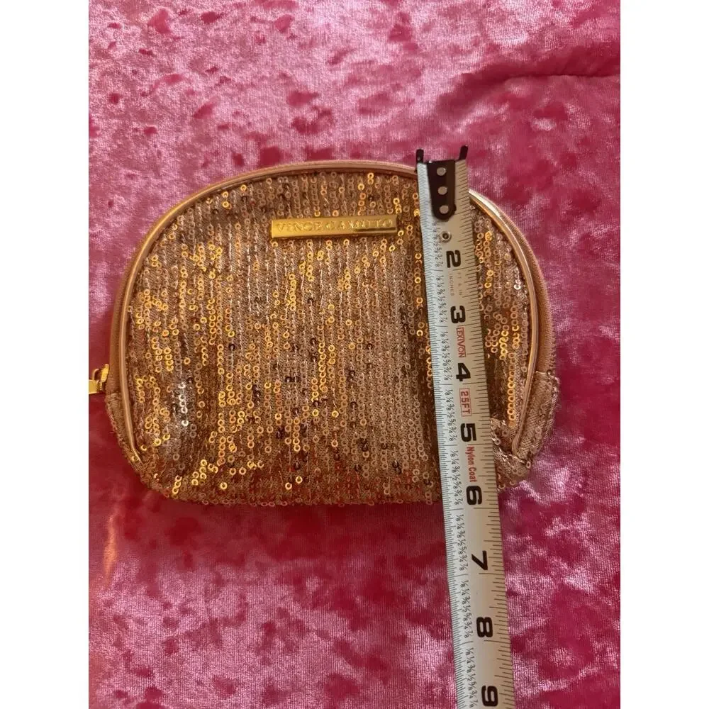 Vince Camuto Sequin Cosmetic Bag Makeup Pouch Rose Gold - Picture 6 of 6